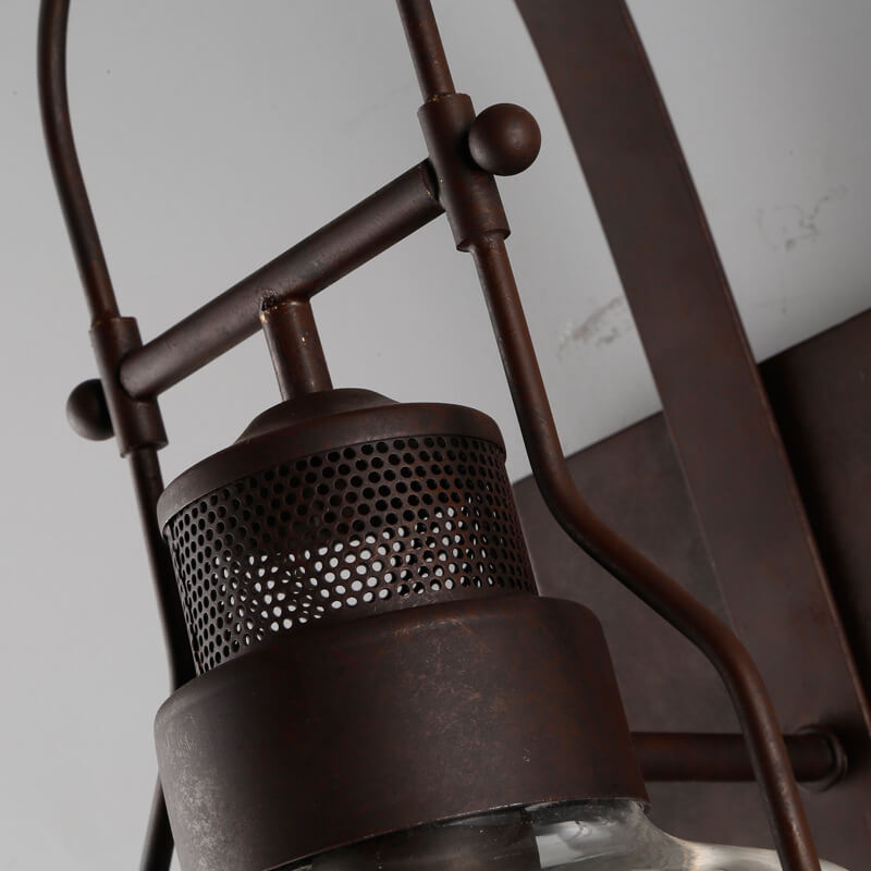 ForgeLume Wandleuchte | Industrielles Eisen & Glasdesign | 1-Licht Wandlampe | Schwarz & Rostoptik