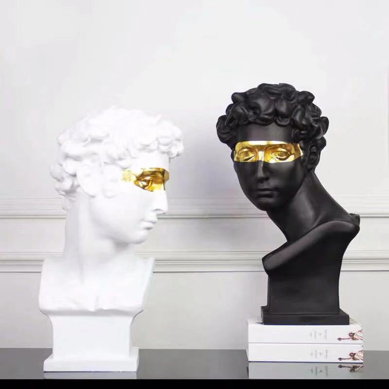 ArtéDavid Büste mit Goldakzent | Klassische Skulptur | Exklusive Deko für Zuhause