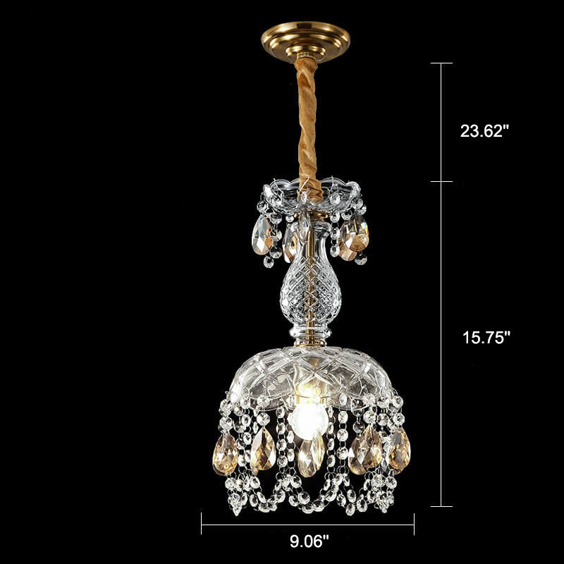 CrystalVive Pendelleuchte | Luxus Kristallkuppel | Moderne 1-Licht Hängelampe | Elegante Beleuchtung für Zuhause