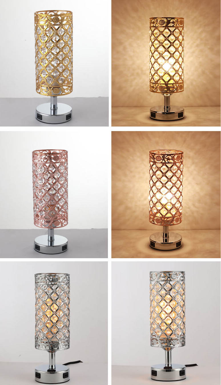 LustraTouch Tischlampe | Zylindrischer Metallschirm | USB-Ladefunktion & Touch-Schalter | Moderne 1-Licht LED Leuchte