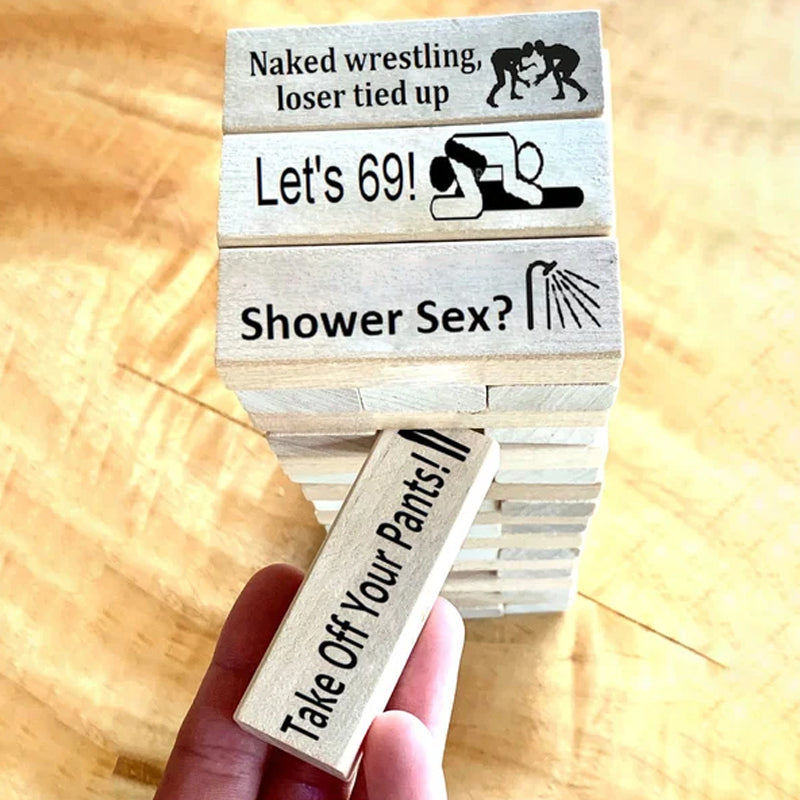 BlockBuster Naughty Jenga Spiel | Stapelspiel für Erwachsene | Lustiges Partyspiel | Familienspaß & Geschenkidee