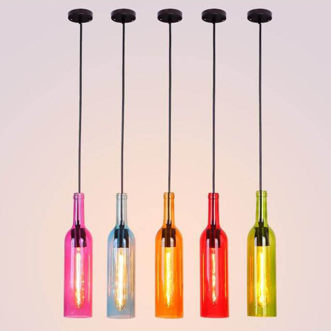 VinoLux Antik Glas Pendelleuchte | Weinflaschen Design | Vintage Beleuchtung für Esszimmer & Küche