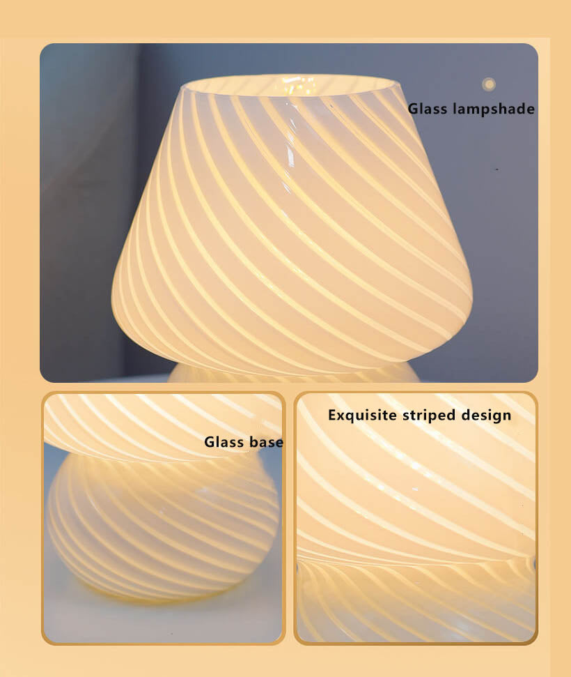 MiraGlow Retro Design Glas Pilz Tischlampe | LED Nachtlicht | Warmes Licht | Stimmungslicht | Deko für Zuhause