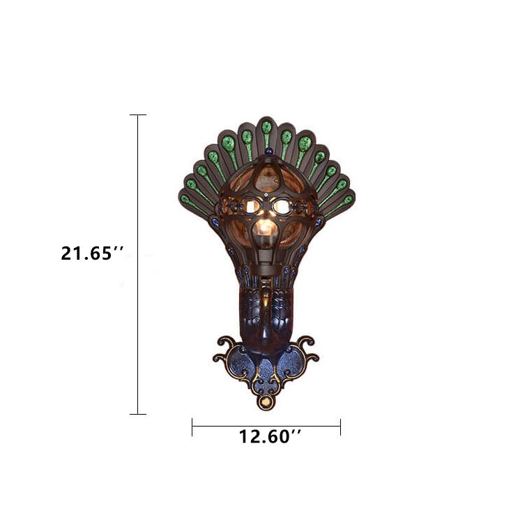 Solario Vintage Outdoor Wandlampe | Europäisches Pfauen-Design | Wetterfest | Hochwertige Außenbeleuchtung