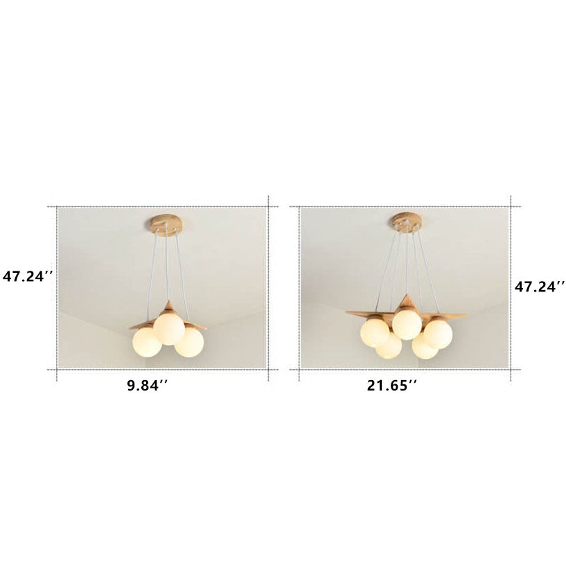 OrionGlare Frosted Holzleuchter | Massivholz & Glas Design | 3- oder 5-flammig | Skandinavischer Stil