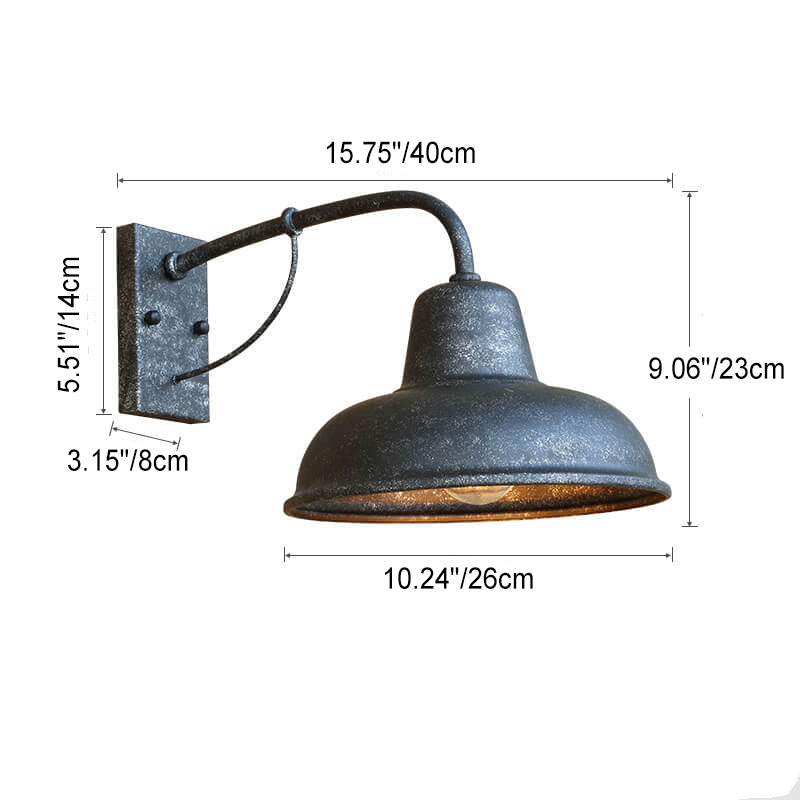 VeroLux Vintage Outdoor Wandlampe | Wasserdicht | Eisen | 1-Licht | Industrielampe für Terrasse & Garten | Beleuchtung für außen