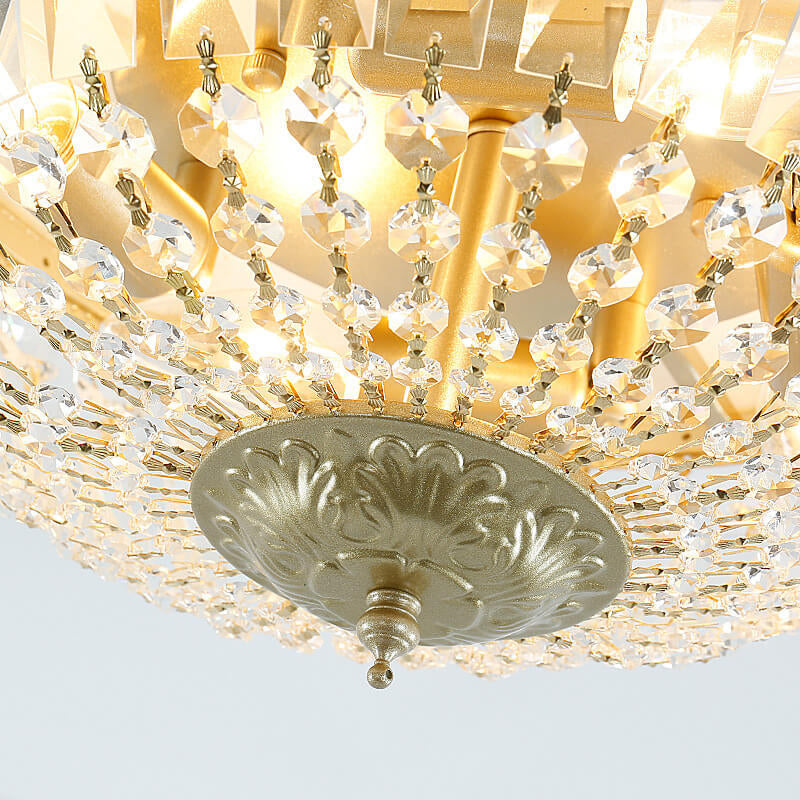 CrystalVibe Vintage Deckenleuchte | Runde Kristallfassung | 4/6 Lichter | Elegantes Design