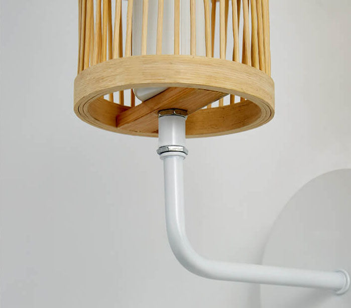 ZyloBeam Wandleuchte | Modernes Bambusdesign | Zylindrische 1-Licht Wandleuchte | Stilvolle Beleuchtung für Wohnräume