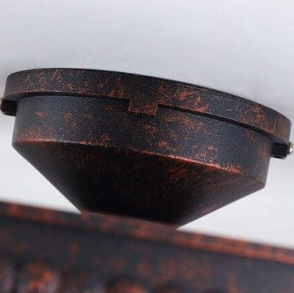 IronWheel Deckenleuchte | Industrielles Design mit 6 Leuchten | Flush-Mount Lampe | Schwarz & Rostfarben