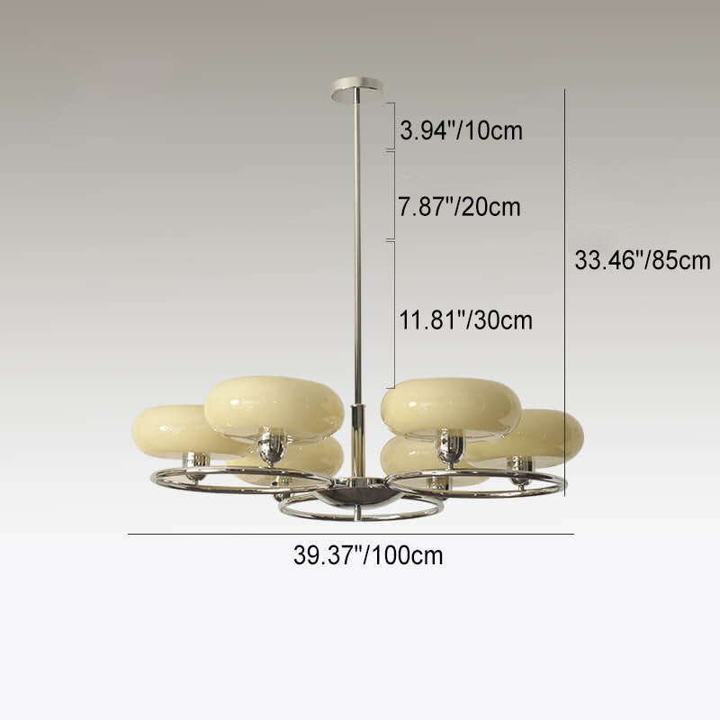 ChateauLume Vintage Kronleuchter | Französisches Design | Grünes & Cremefarbenes Glas | 6-flammige Hängeleuchte