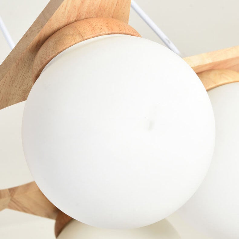 OrionGlare Frosted Holzleuchter | Massivholz & Glas Design | 3- oder 5-flammig | Skandinavischer Stil