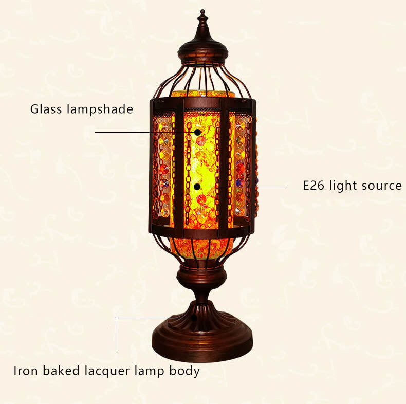 OttomaGlow Vintage Türkische Tischlampe | Buntglas-Laterne | 1-flammig | Orientalisches Design