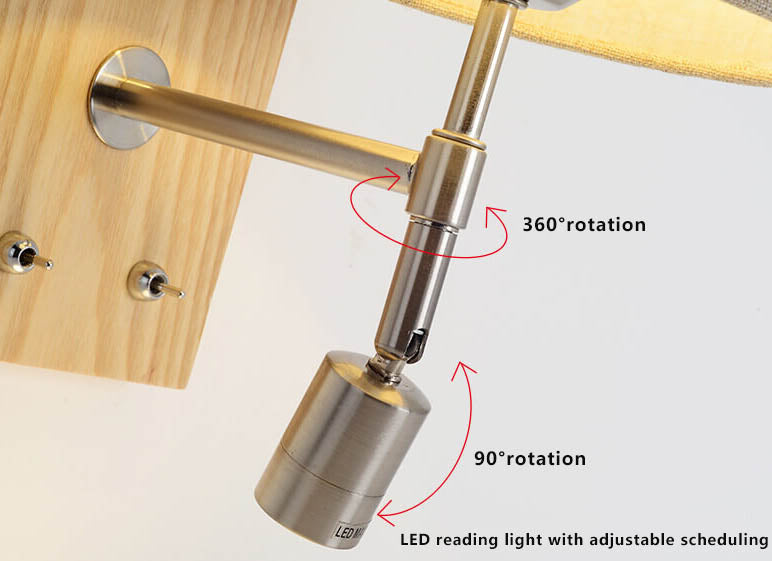 WoodenGlow Wandlampe | Moderner Stoffschirm & Holzsockel | Elegante Wandbeleuchtung | Verschiedene Optionen
