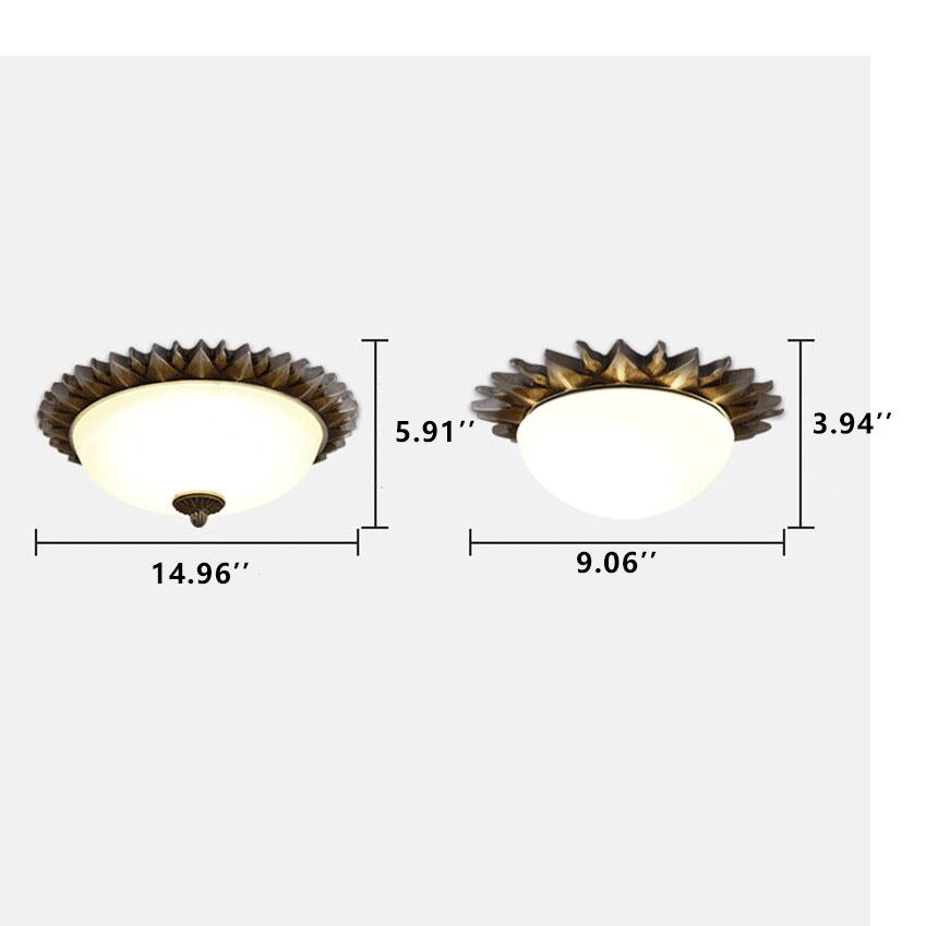 SolaraBowl Deckenleuchte | Vintage Glasschirm im Sonnen-Design | 1/3-Licht Flush-Mount Lampe | Elegante Beleuchtung