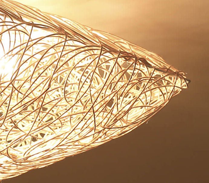 Nestoria Deckenleuchte | Modernes Rattan Nest-Design | Quadratische 3-Licht Flush-Mount Lampe | Elegante Beleuchtung für Wohnräume