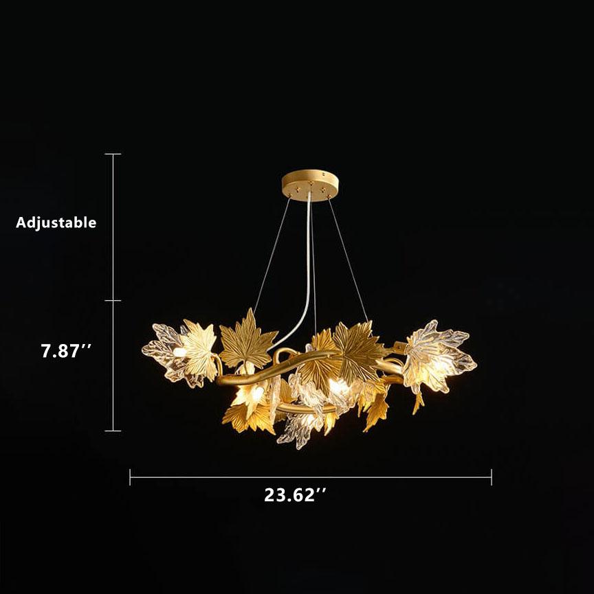 Leaforia Elegance Kronleuchter | Glas & Aluminium Design | 6-flammig | Moderne Beleuchtung