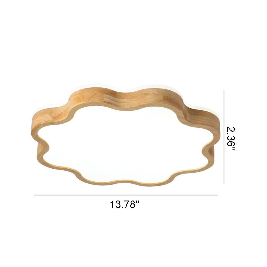 Blomina LED Deckenleuchte | Blütenförmiges Holzdesign | Nordic Stil | Dimmbar & Farbwechsel | Deckenlampe