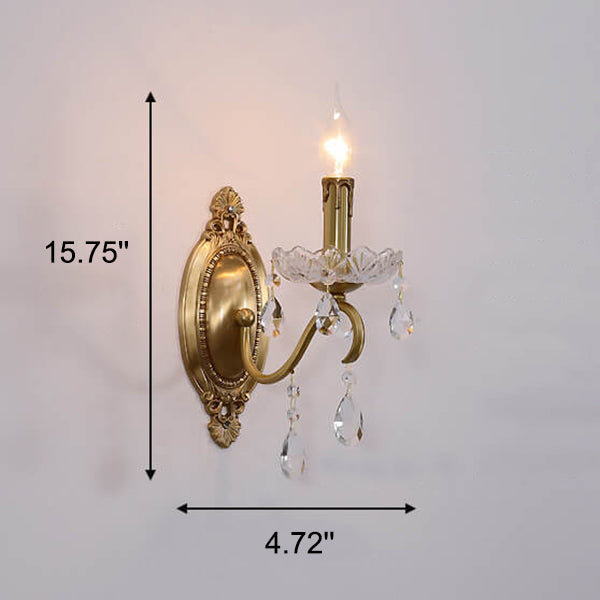 Crystaléa Wandlampe im französischen Vintage-Stil | Messing & Kristall | Elegante Beleuchtung für Zuhause