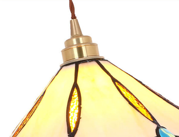 Glassoria Tiffany Pendelleuchte | Vintage Buntglas Design | Regenschirmform | Elegantes Licht für Zuhause