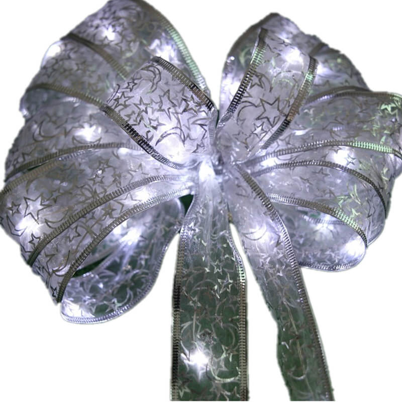 RibbonLustre LED Lichterkette | Weihnachtsbaum-Deko | Geschenkband-Design | Farbige & Warmweiße Beleuchtung