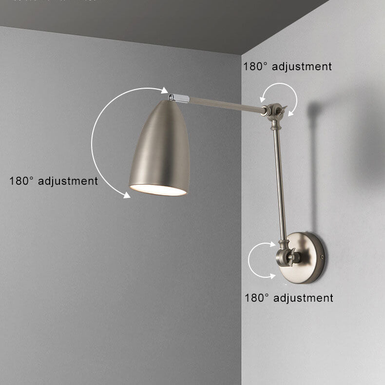 Flexiron Retro Industrial Schwenkarm Wandleuchte | Rotierbar & Ausziehbar | 1-Licht Design | Eisen-Lampe für Arbeits- & Wohnräume