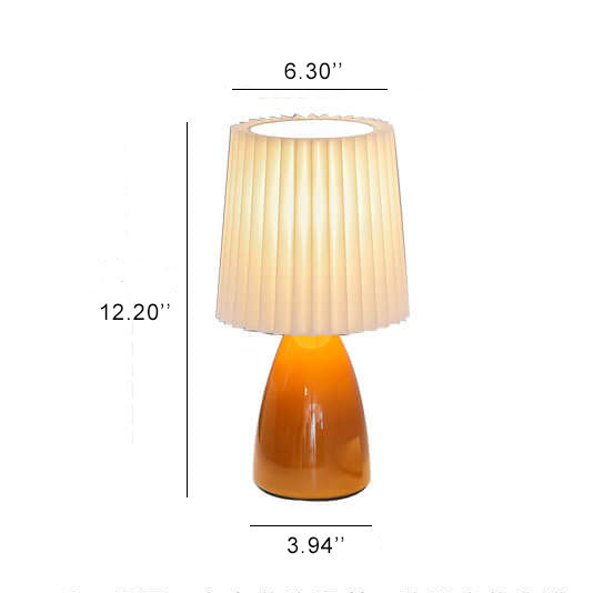 LumiClassic Vintage Design Tischlampe | Gefalteter Schirm | Glasbasis | Deko & Leselicht