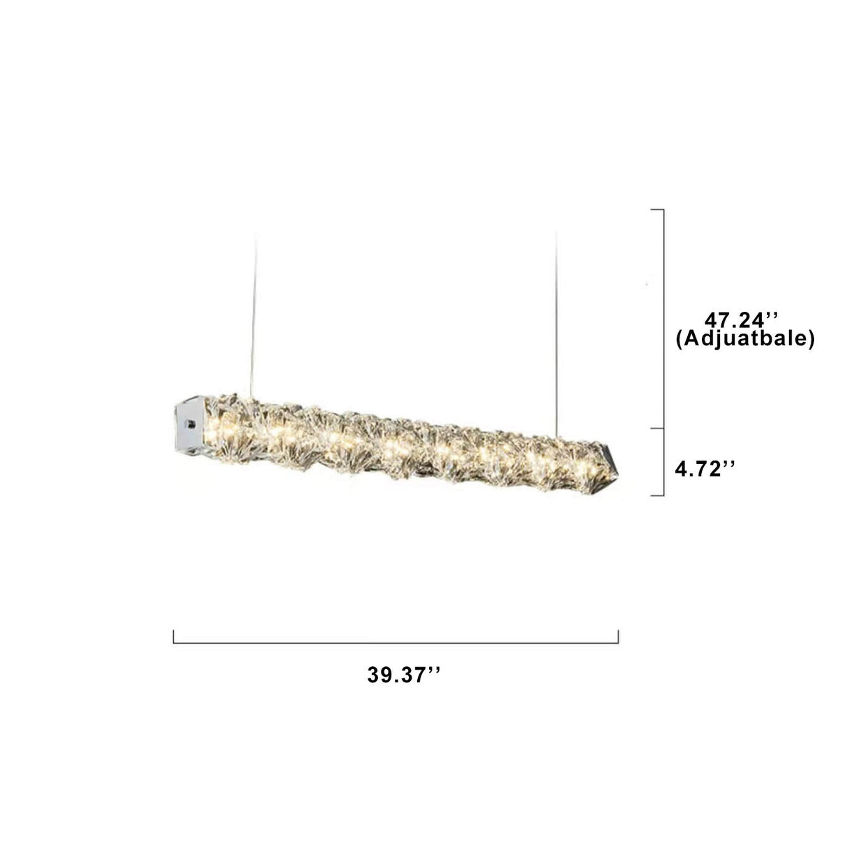 CrystalLine LED Kronleuchter | Modernes Minimalistisches Design | Lineares Kristall | Dimmbares Licht für Esszimmer & Wohnzimmer