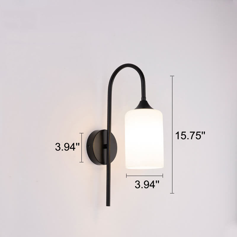GlintArc Wandlampe | Minimalistisches Zylinderglasdesign | Flexibler Arm | 1-Licht Wandleuchte für stilvolle Räume