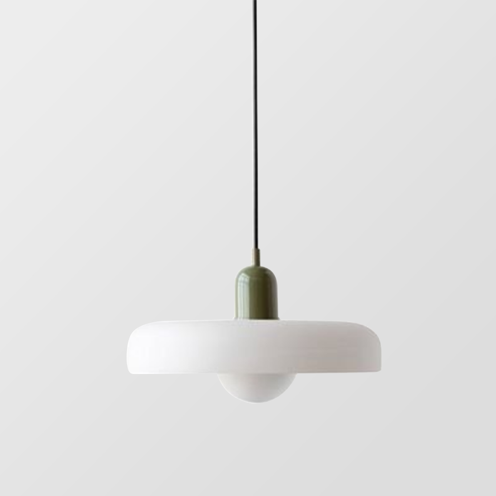 BauArt Pendelleuchte aus farbigem Glas | Elegante Hängeleuchte im Bauhaus-Stil | Designlampe für Wohnzimmer & Esszimmer