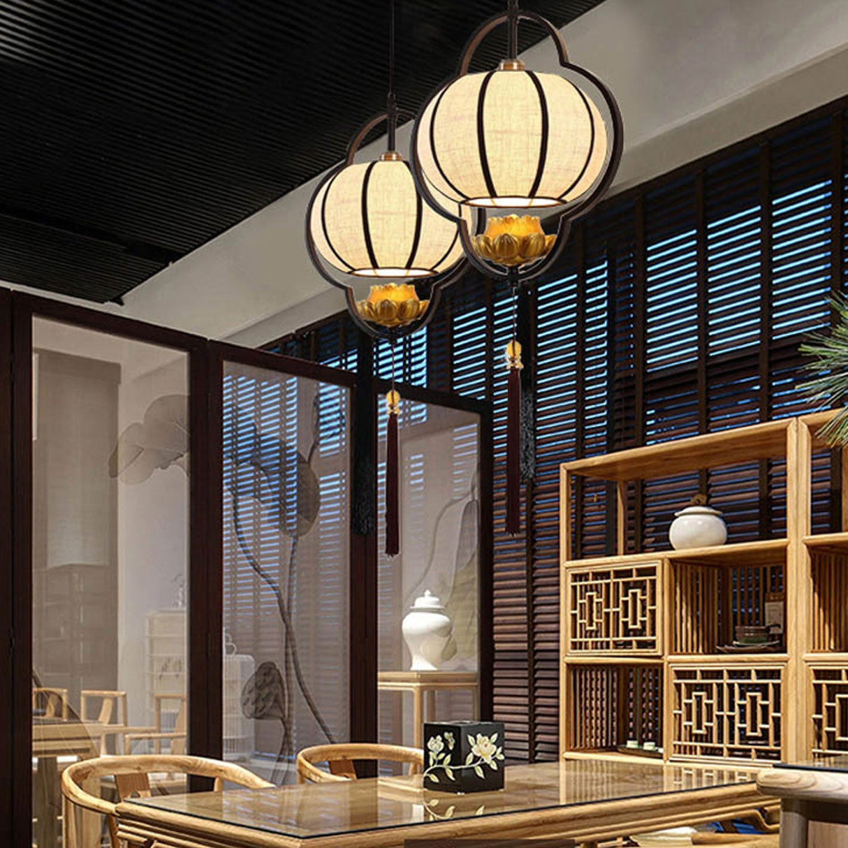 Zeniron Glow Pendelleuchte | Chinesisches Retrodesign | Luxus in Schmiedeeisen | Einzigartige Beleuchtung