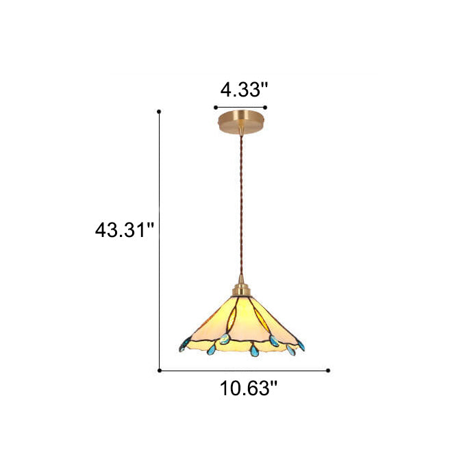 Glassoria Tiffany Pendelleuchte | Vintage Buntglas Design | Regenschirmform | Elegantes Licht für Zuhause