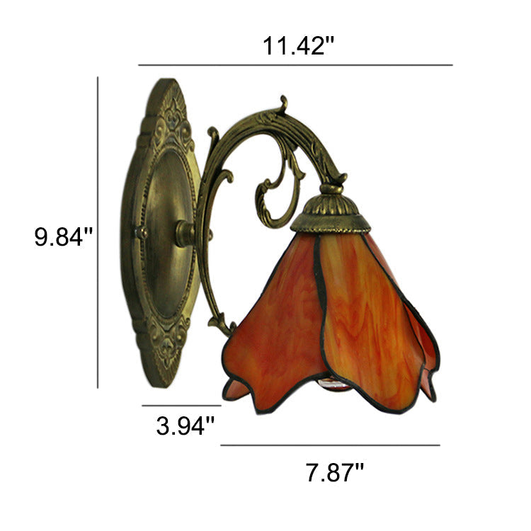 TiffanyBloom Vintage Glas Wandlampe | Buntglas | Einzigartiges Design | Beleuchtung für Zuhause