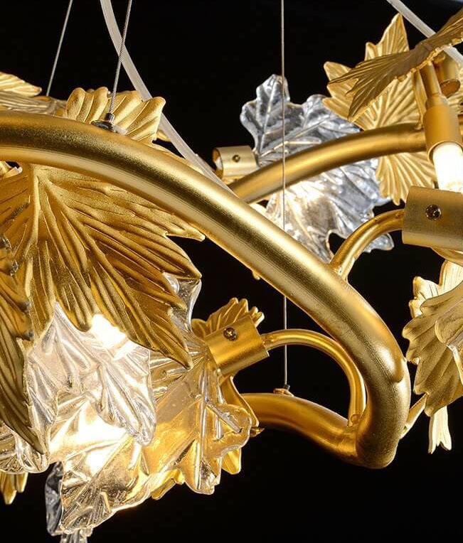 Leaforia Elegance Kronleuchter | Glas & Aluminium Design | 6-flammig | Moderne Beleuchtung