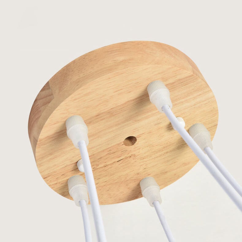 OrionGlare Frosted Holzleuchter | Massivholz & Glas Design | 3- oder 5-flammig | Skandinavischer Stil