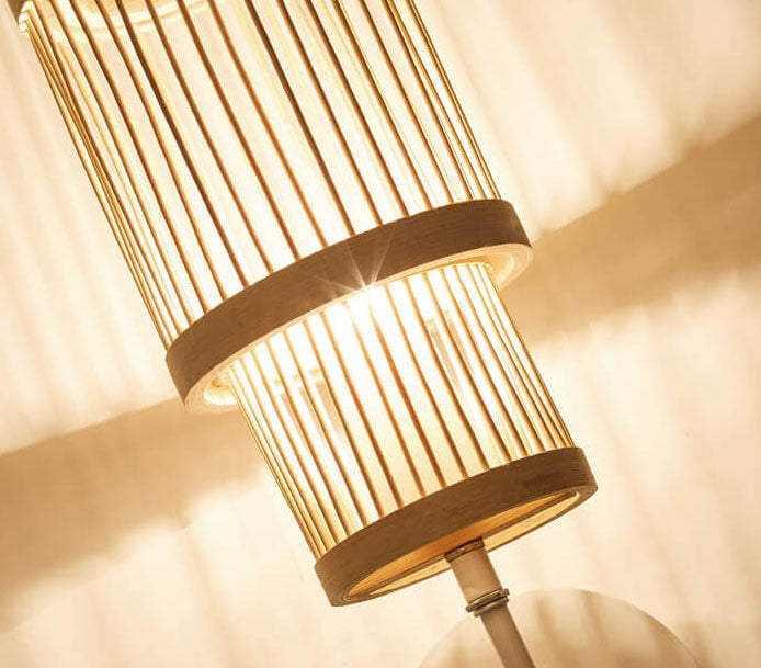 ZyloBeam Wandleuchte | Modernes Bambusdesign | Zylindrische 1-Licht Wandleuchte | Stilvolle Beleuchtung für Wohnräume