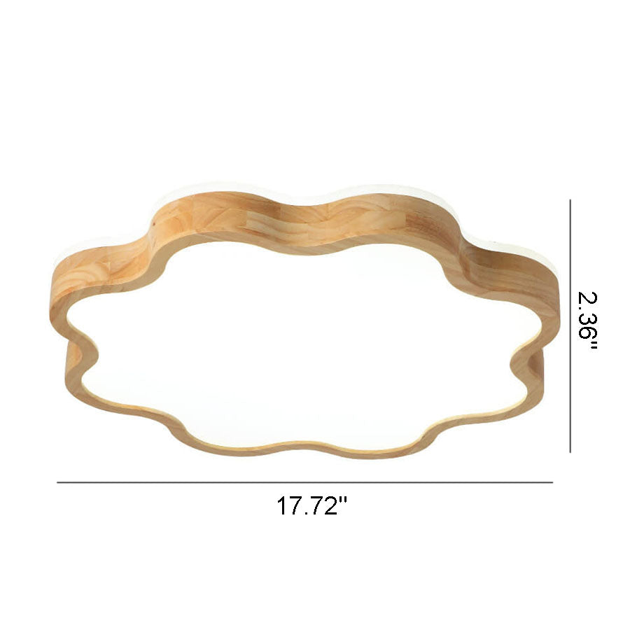 Blomina LED Deckenleuchte | Blütenförmiges Holzdesign | Nordic Stil | Dimmbar & Farbwechsel | Deckenlampe