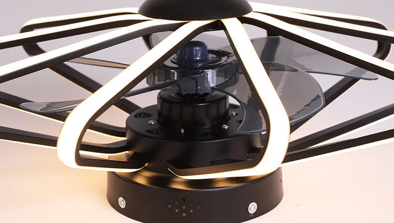 BreezeCage LED Deckenventilator | Nordic Käfig-Design | Semi-Flush Mount | Beleuchtung & Ventilator | Modern & Stilvoll