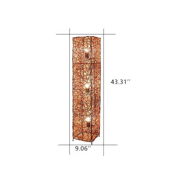 Ravara Column Minimalistische Rattan Stehlampe | Handgefertigtes Design | 3-Licht-LED-System | Natürliche Beleuchtung