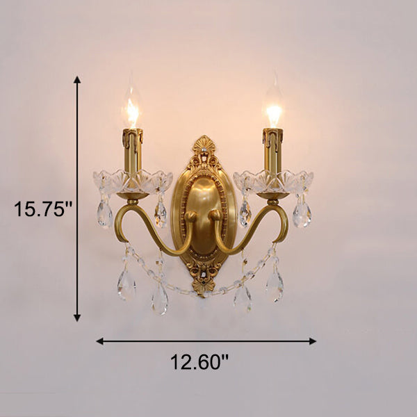 Crystaléa Wandlampe im französischen Vintage-Stil | Messing & Kristall | Elegante Beleuchtung für Zuhause