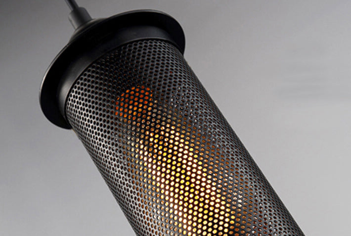 Ferrolume Pendelleuchte | Vintage Zylindernetz-Design | Schmiedeeisen | 1-Licht Hängelampe für zeitlose Eleganz