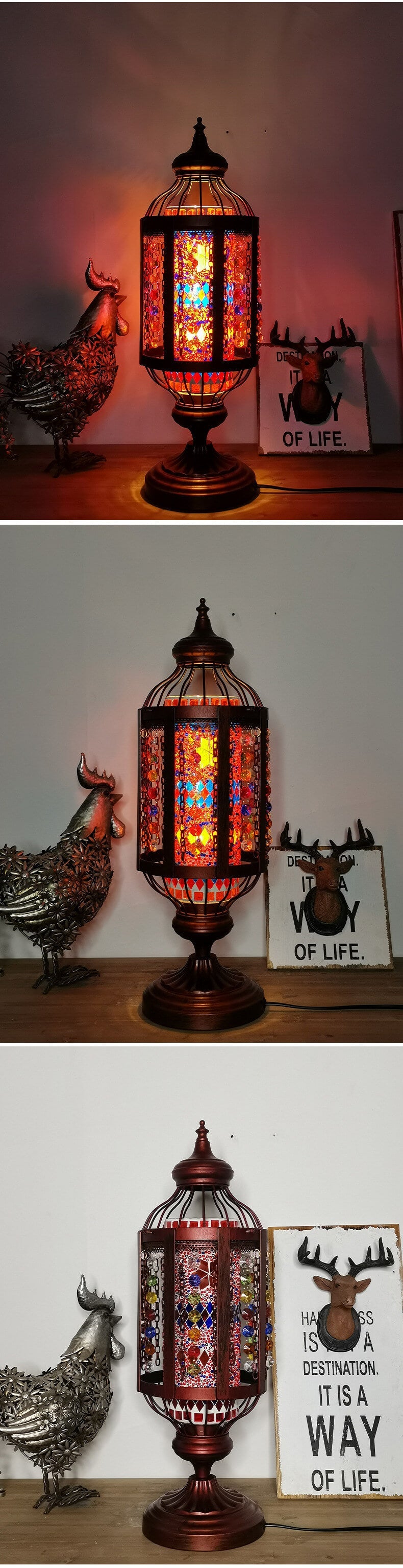 OttomaGlow Vintage Türkische Tischlampe | Buntglas-Laterne | 1-flammig | Orientalisches Design