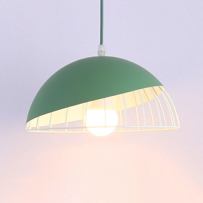 CageLine Nordic Pendelleuchte | Macaron Aluminium-Design | 1-flammige Drahtkäfig-Lampe | Farbenfrohe Eleganz