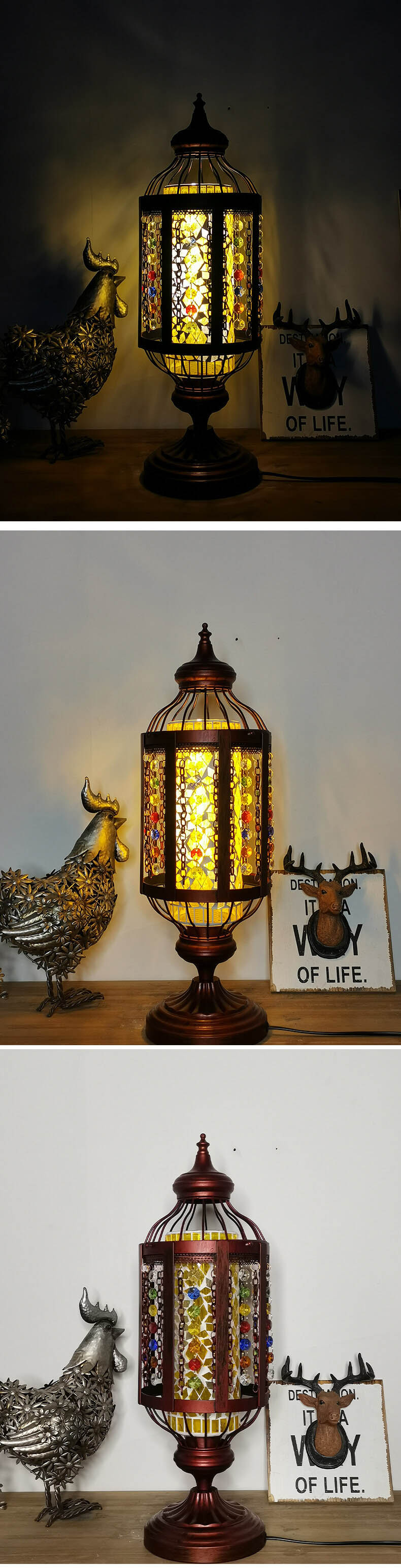 OttomaGlow Vintage Türkische Tischlampe | Buntglas-Laterne | 1-flammig | Orientalisches Design