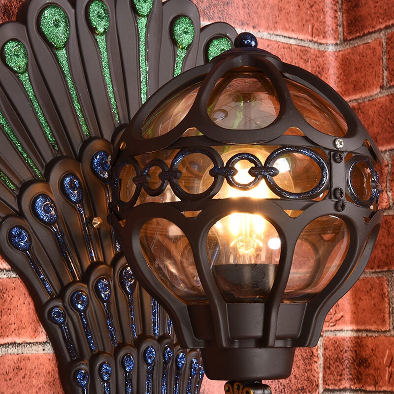 Solario Vintage Outdoor Wandlampe | Europäisches Pfauen-Design | Wetterfest | Hochwertige Außenbeleuchtung