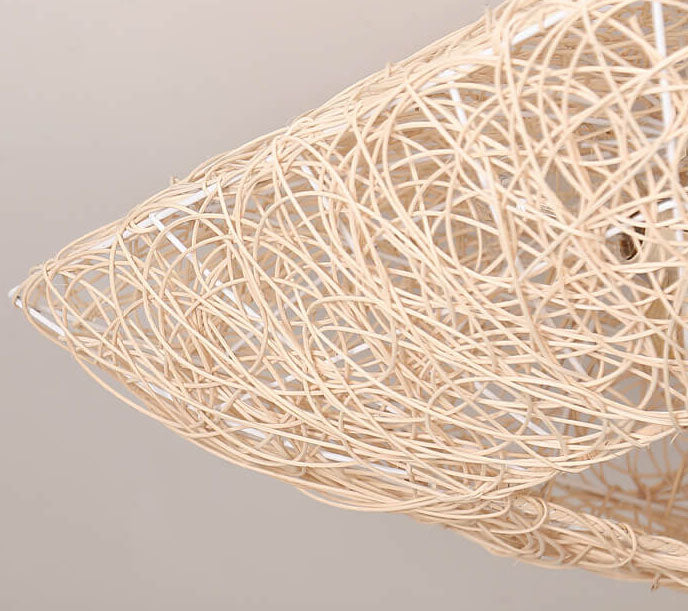 Nestoria Deckenleuchte | Modernes Rattan Nest-Design | Quadratische 3-Licht Flush-Mount Lampe | Elegante Beleuchtung für Wohnräume