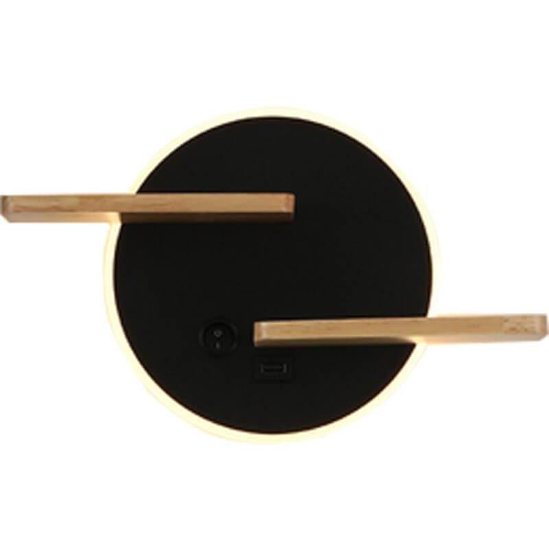 Nordic Creative Flat Round 1-Light LED Wall Sconce Lamp With USB Port And Switch