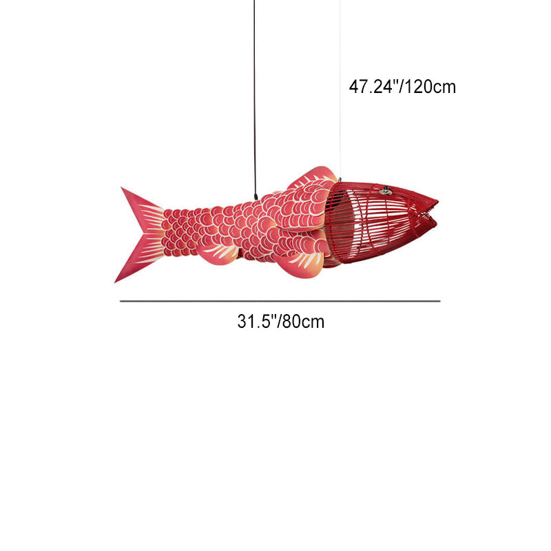 KoiLuxe Chandelier | Traditionelles chinesisches Design | Iron & PVC | Esszimmerbeleuchtung