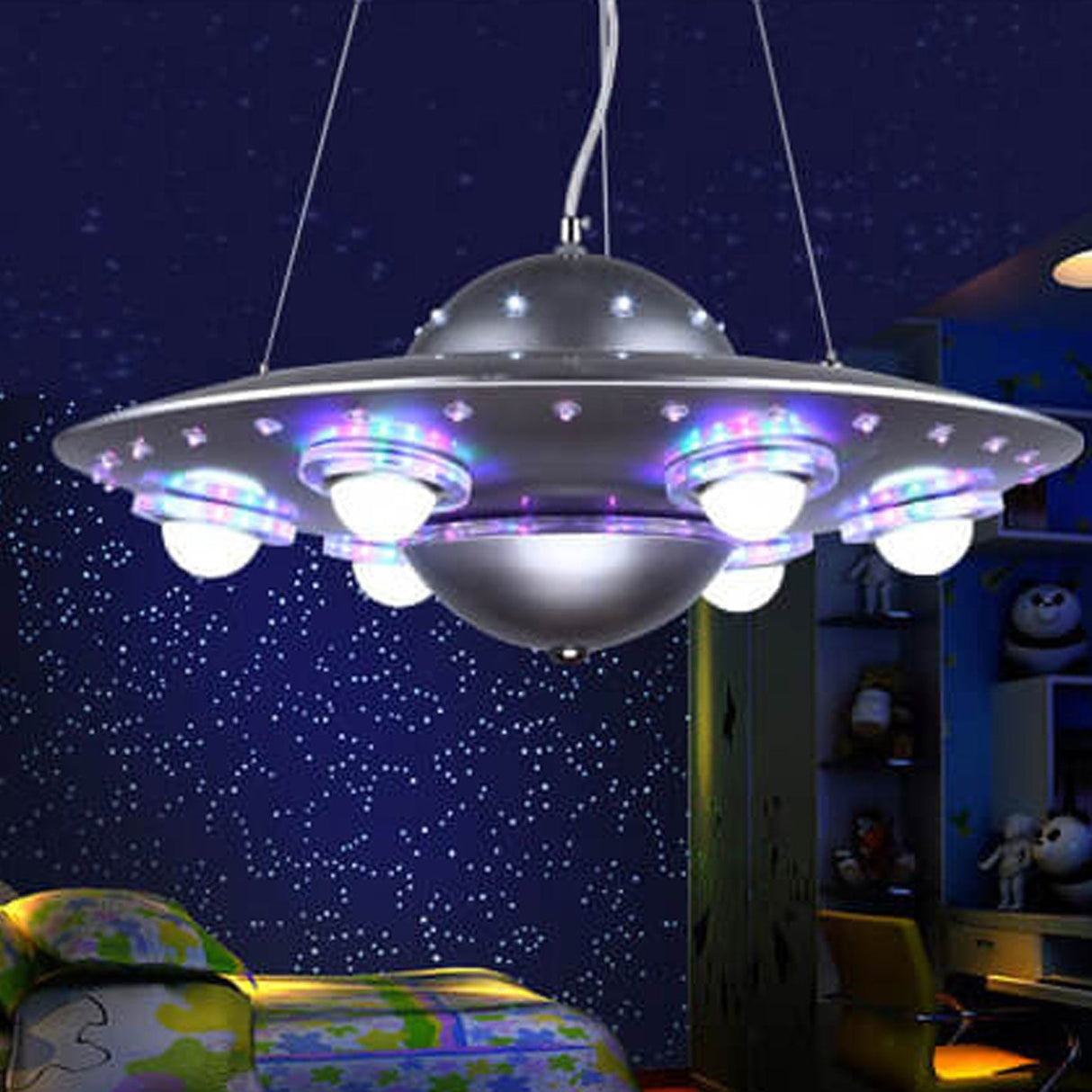 StarCruze Kids LED Kronleuchter | UFO-Design | Fliegende Untertasse | Kreative Beleuchtung für Kinderzimmer