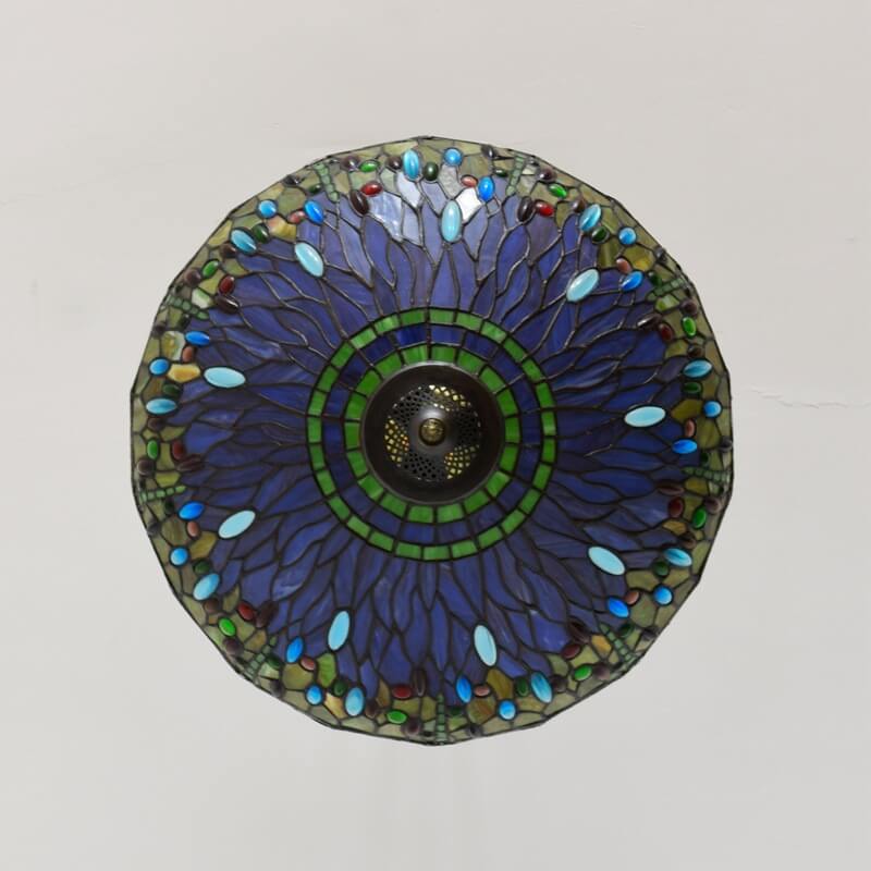 DragonLuxe Tiffany-Kronleuchter | Buntes Glasdesign | Libellenmotiv | 3-Licht Hängeleuchte | Vintage & Elegant