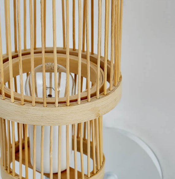 ZyloBeam Wandleuchte | Modernes Bambusdesign | Zylindrische 1-Licht Wandleuchte | Stilvolle Beleuchtung für Wohnräume